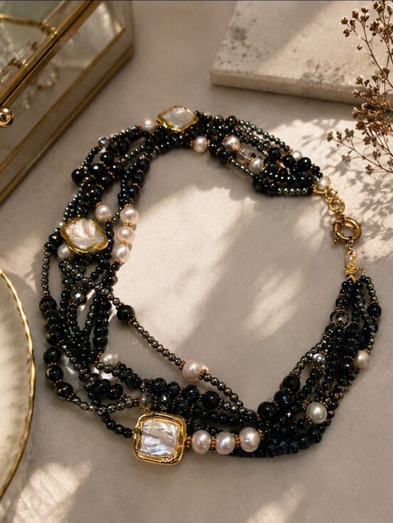 Irrum Merrill Jewelry - Irrum Merrill Freshwater Pearl Cluster Necklace Mother of Pearl Multi Strand